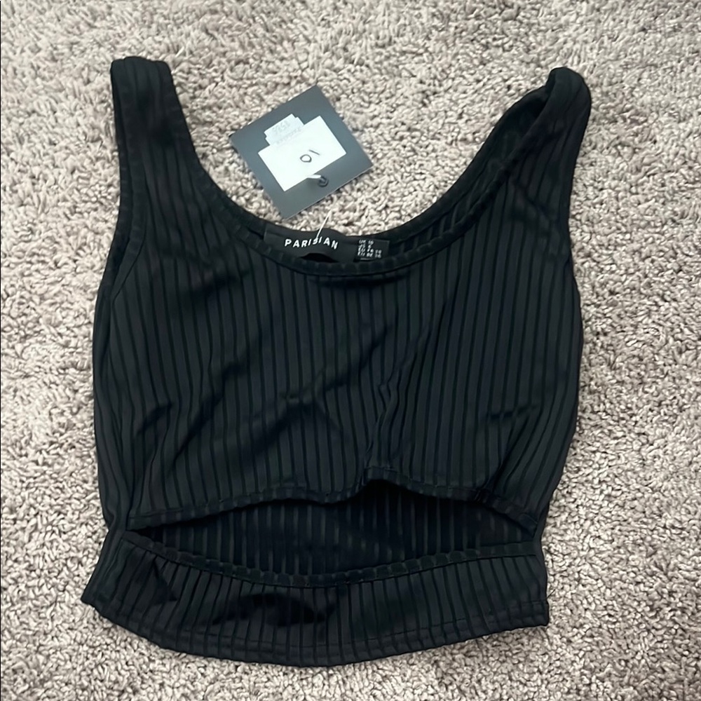 Parisian Works Black Ribbed Crop Top